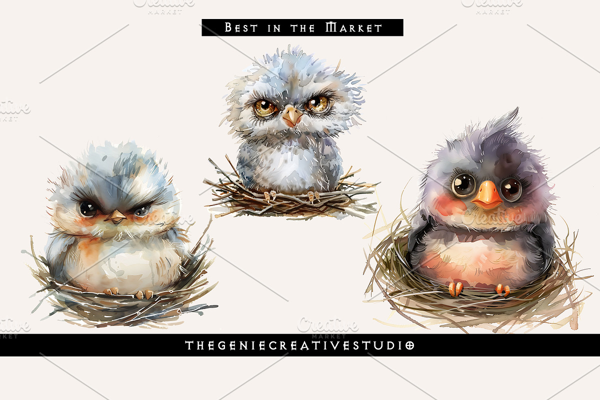 Grumpy Bird in Nest PNG Clipart, an Animal Illustration by Geniecreativestudio (Photo 5 of 9)