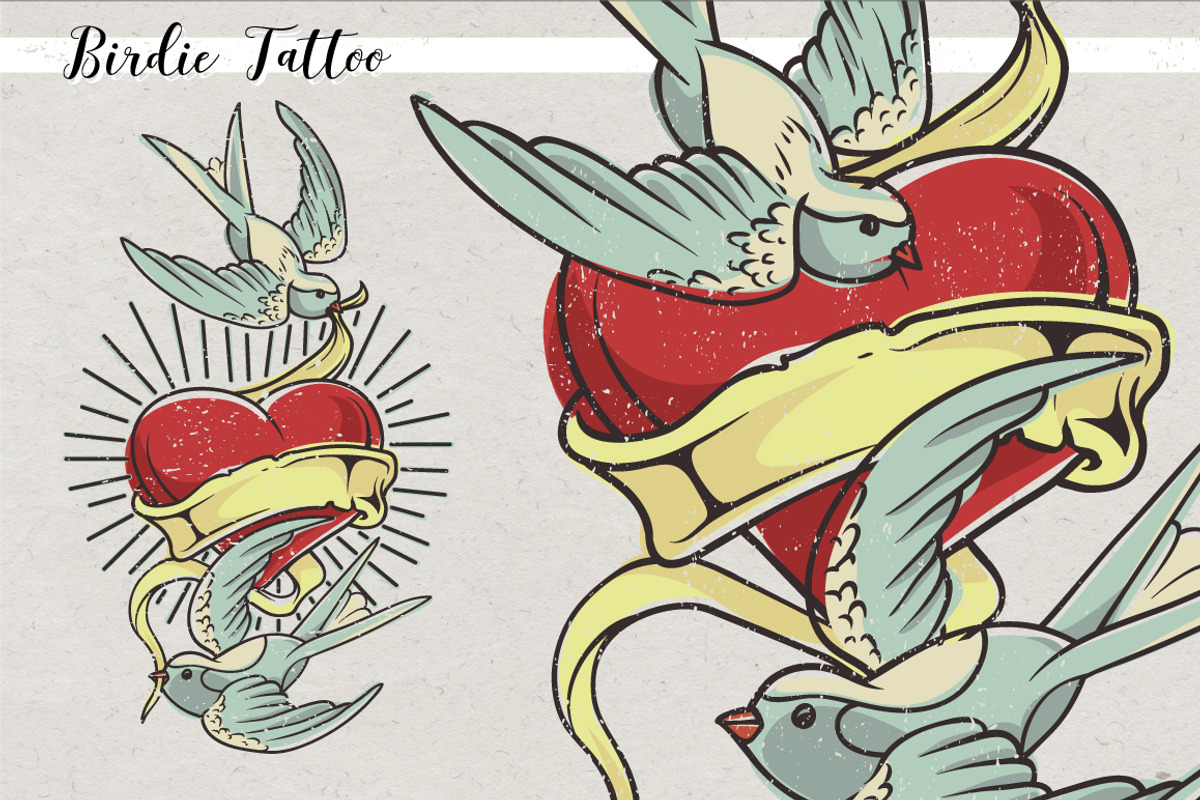 Tattoo Style Birds and Heart, an Illustration by RalucaGheorghe (Photo 1 of 5)