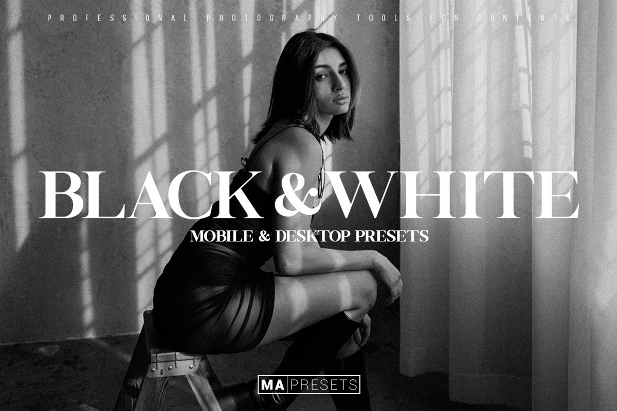 10 BLACK and WHITE Lightroom Presets, a Preset Add-On by MaPresets (Photo 1 of 14)