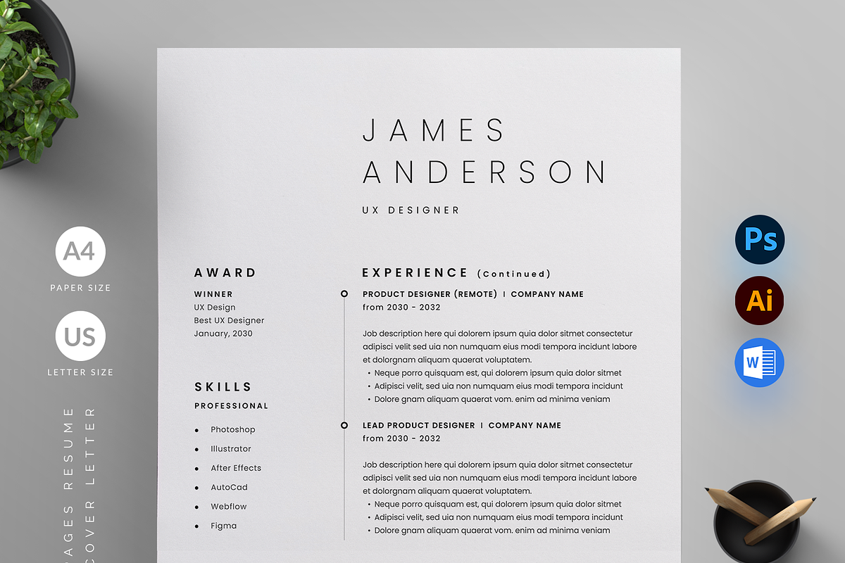 Minimal Resume, a Resume Template by Reuix Studio (Photo 2 of 5)