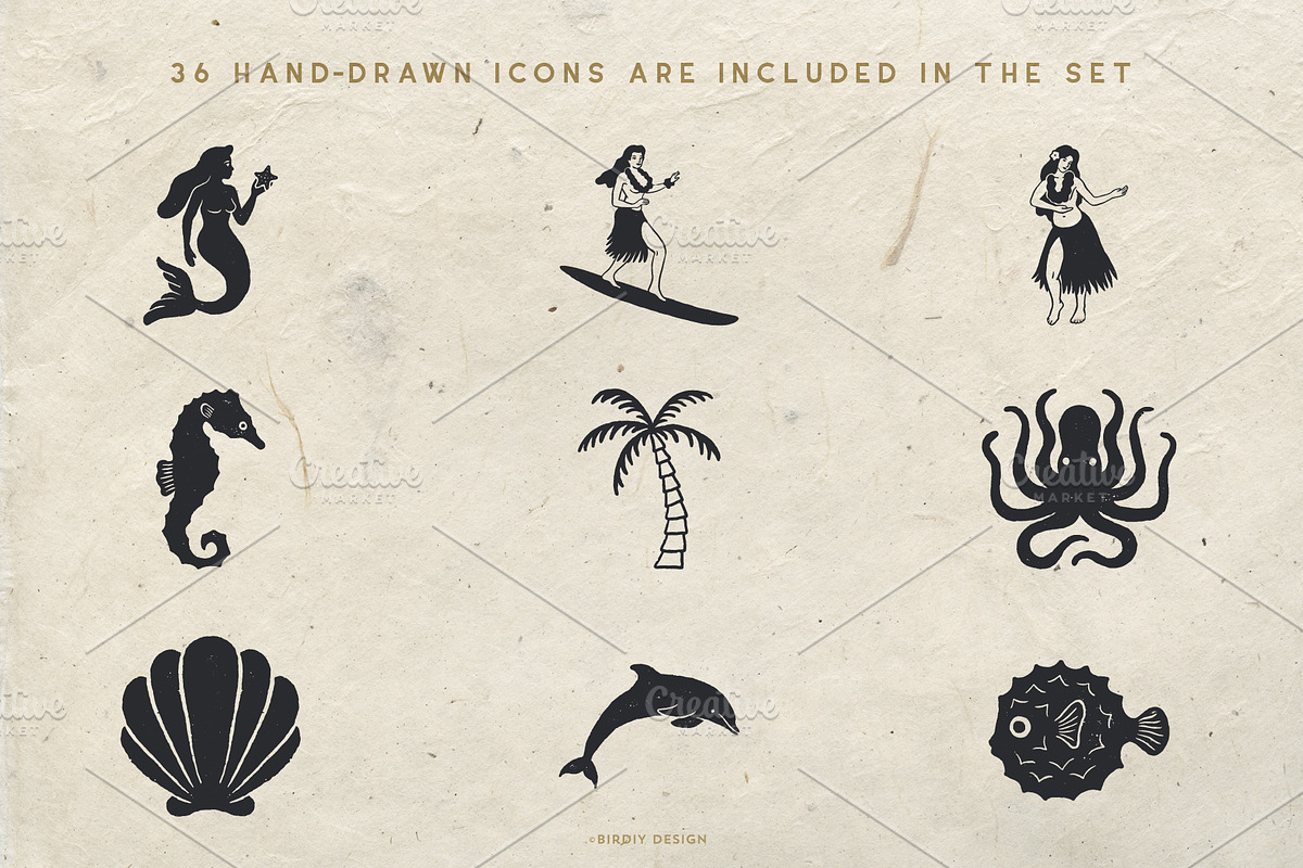 Tropical Icons Hand Drawn Graphics, an Icon by BirDIY Design (Photo 4 of 10)