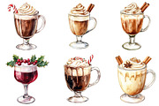 Christmas Drinks Watercolor Clipart, a Seasonal Illustration by CitraGraphics (Thumbnail 4 of 6)