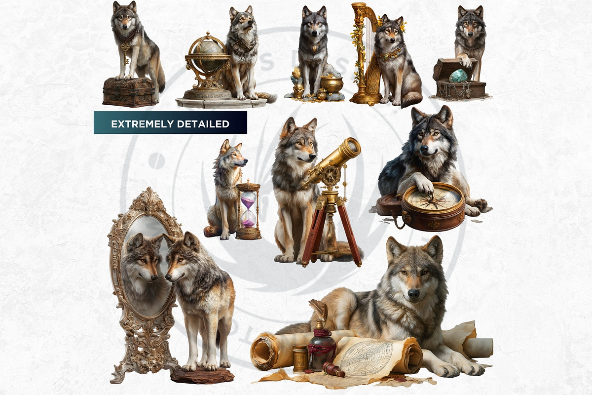 Watercolor Mystic Wolves Clipart Set, an Animal Illustration by ThatsDesignArt (Photo 6 of 15)