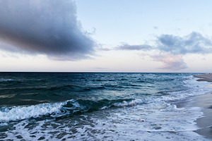 Tranquil Florida Pensacola beach scene with waves rolling onto the shore at dus, a Nature Photo by AS photostudio