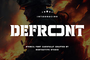 Defront Stencil Font, a Sans Serif Font by RantautypeStudio (Thumbnail 1 of 15)