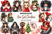 Hair Girl Christmas Sublimation Clip, an Illustration by DreamArtGraphic (Thumbnail 1 of 5)