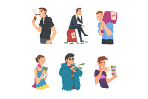 Rich and Wealthy Man and Woman, a Person Illustration by TopVectors