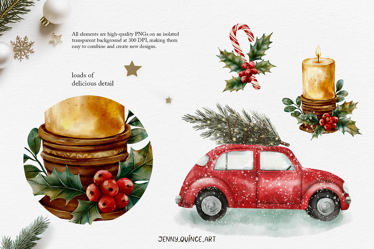 Christmas Holiday Vintage Collection, a Seasonal Illustration by Jenny Quince (Photo 6 of 12)