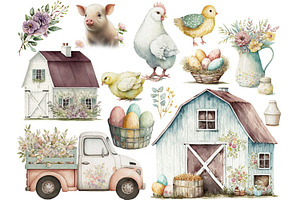 Easter Farmhouse Clipart Collection