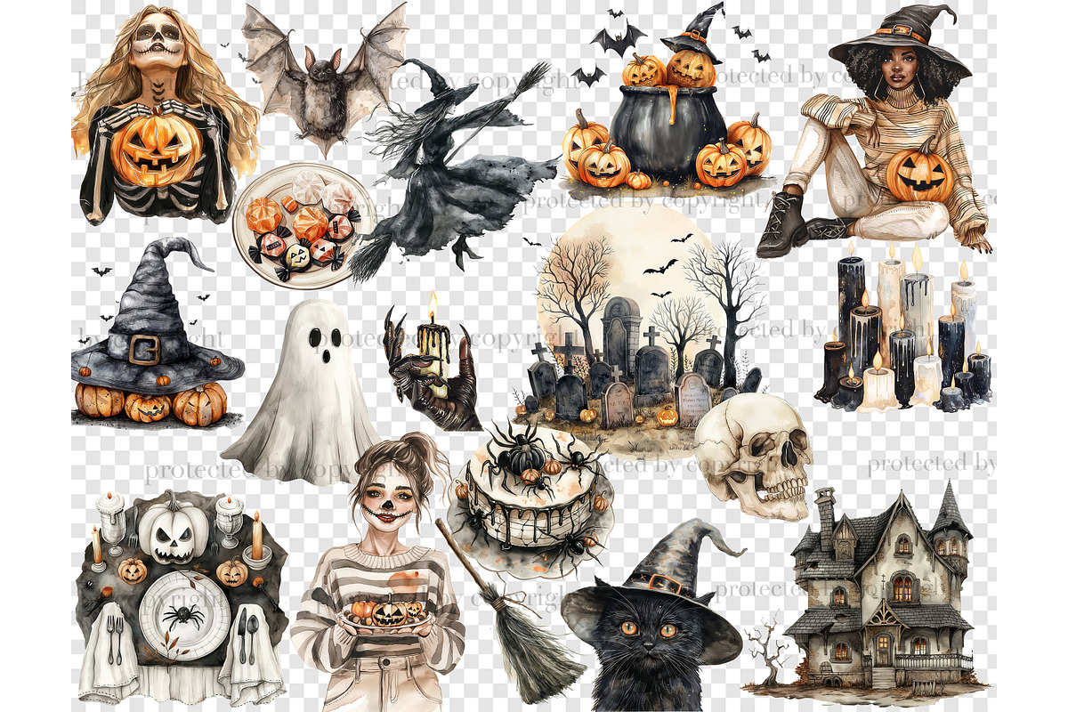 Spooky Season Clipart | Halloween, a Seasonal Illustration by GlamArtZhanna (Photo 5 of 6)
