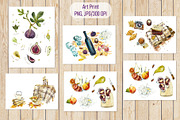 Watercolor Autumn Picnic, a Food Illustration by Budogoshch (Thumbnail 8 of 10)