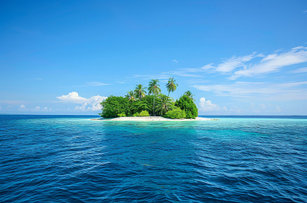 A picturesque tropical island filled, a Photo by Tanuart