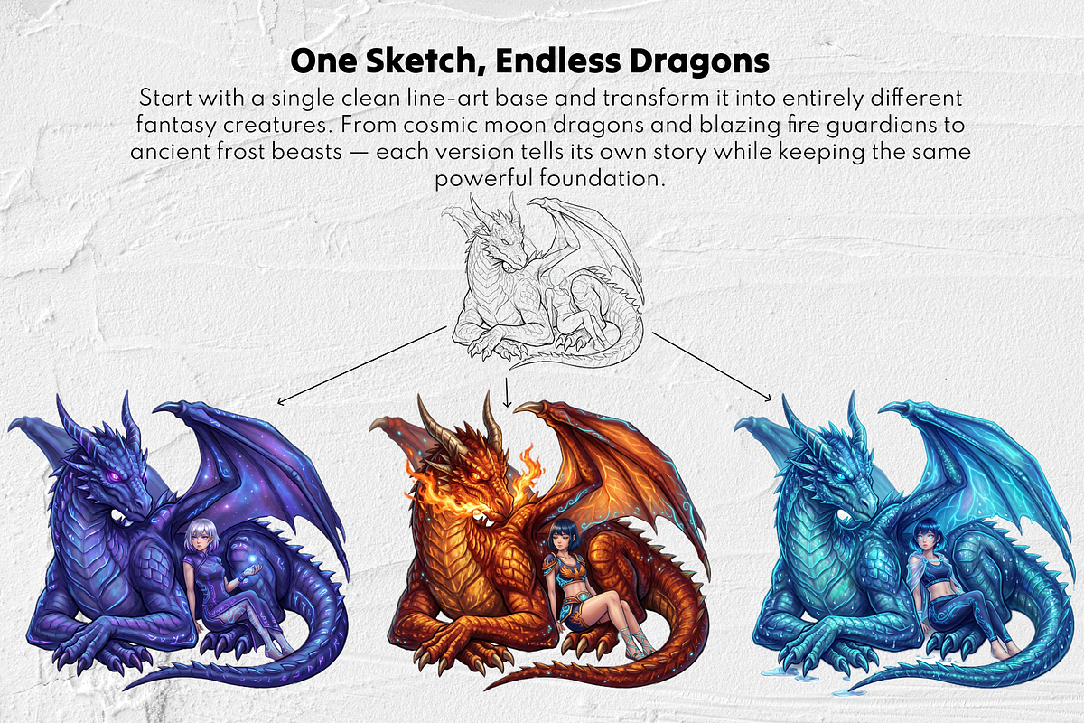 Dragon Rider Bases Procreate Stamps, a Brush Add-On by Selentaori Studio (Photo 9 of 11)