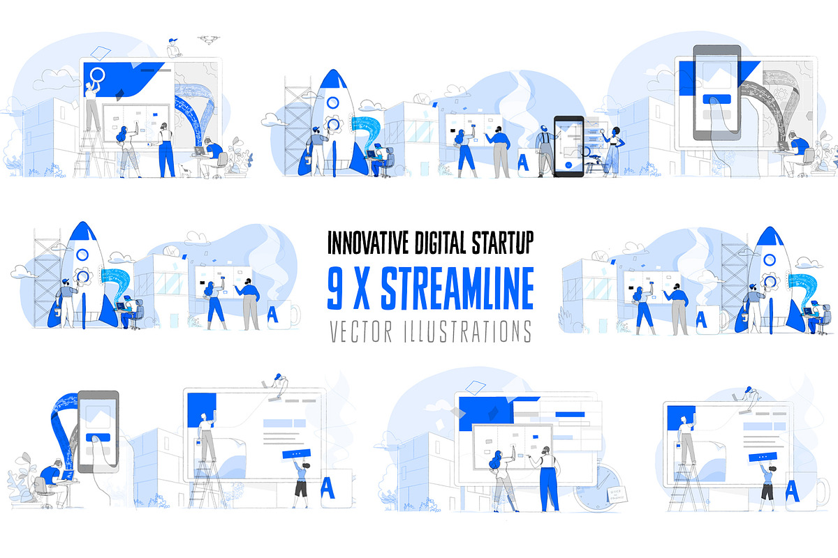 Innovative Digital Startup, a Technology Illustration by Hurcastock!