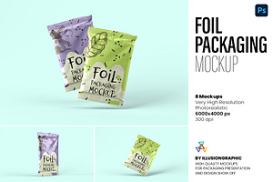 Foil Packaging Mockup - 8 Views