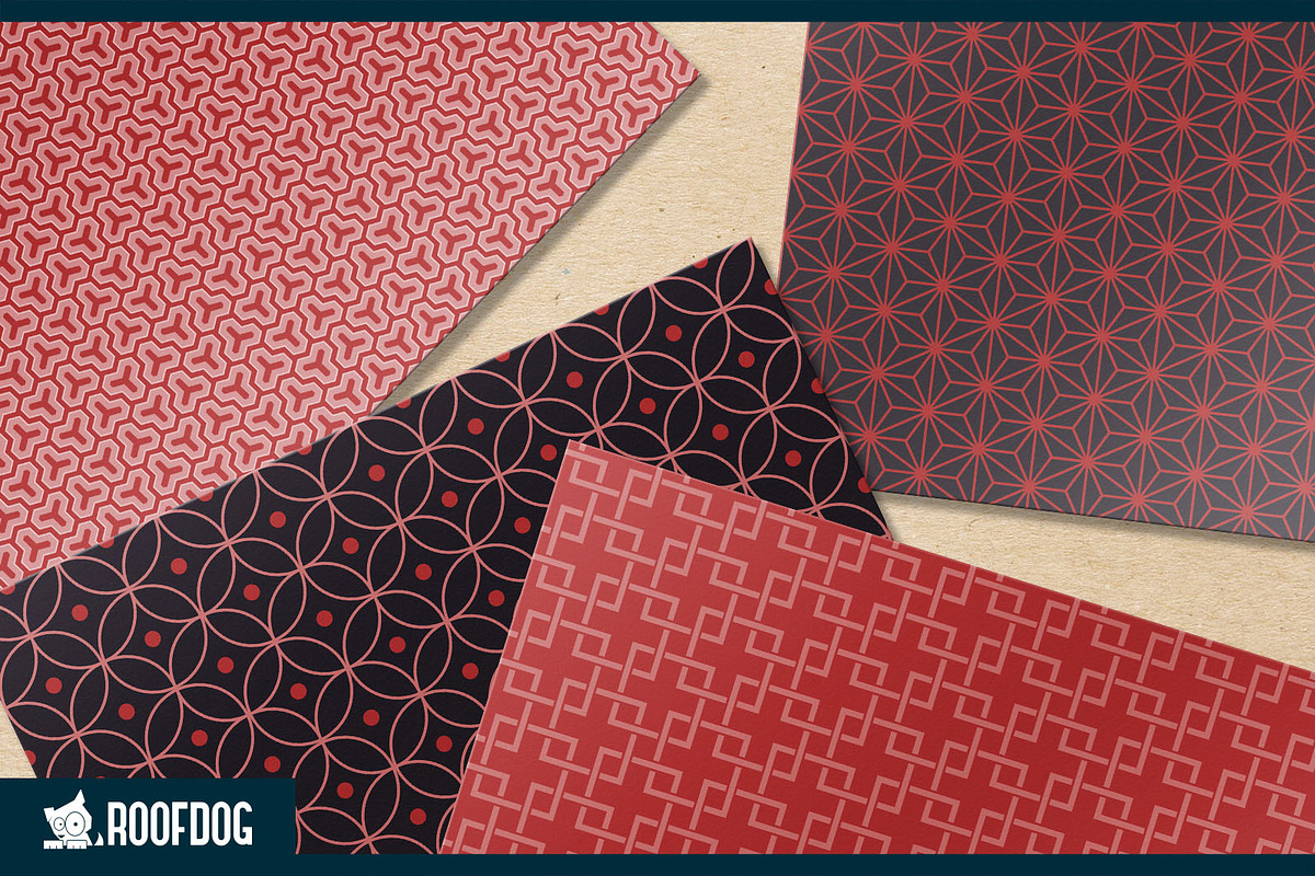 Red and black Japanese patterns, a Pattern Graphic by Roofdog Design