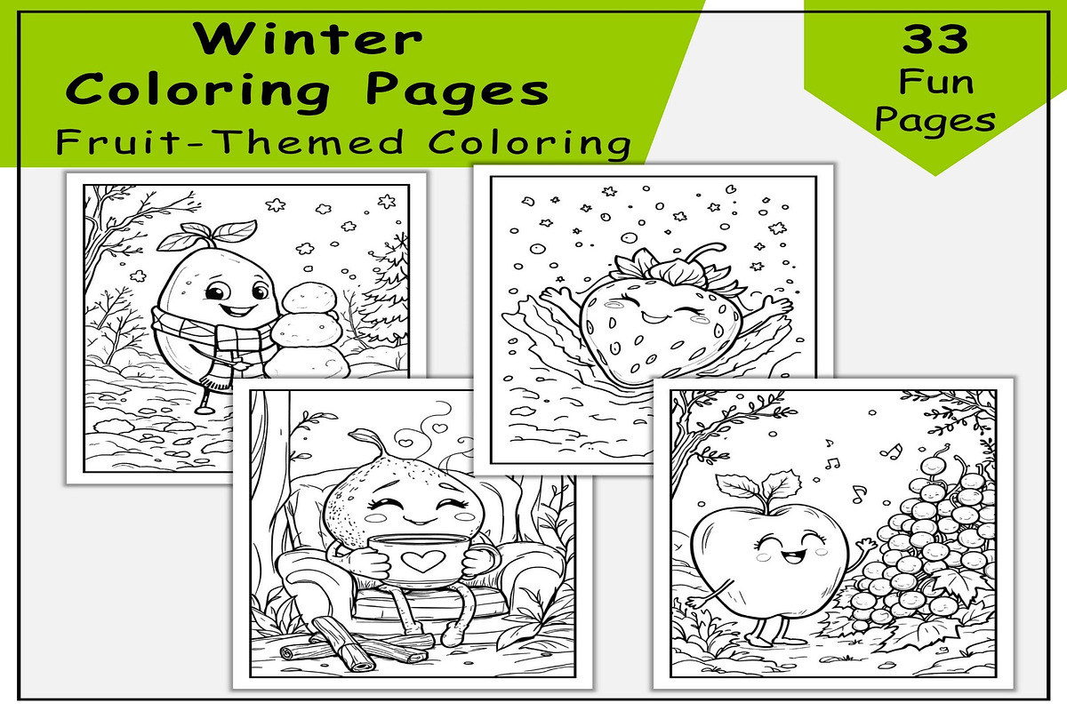 Winter Coloring Pages: Fruit-Themed, a Seasonal Illustration by Lamia Emad (Photo 1 of 3)