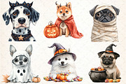 Watercolor Halloween Dog Clipart, an Illustration by DreamCafeArt (Thumbnail 2 of 7)