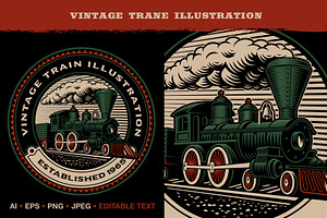 Vintage Vector Train Illustration