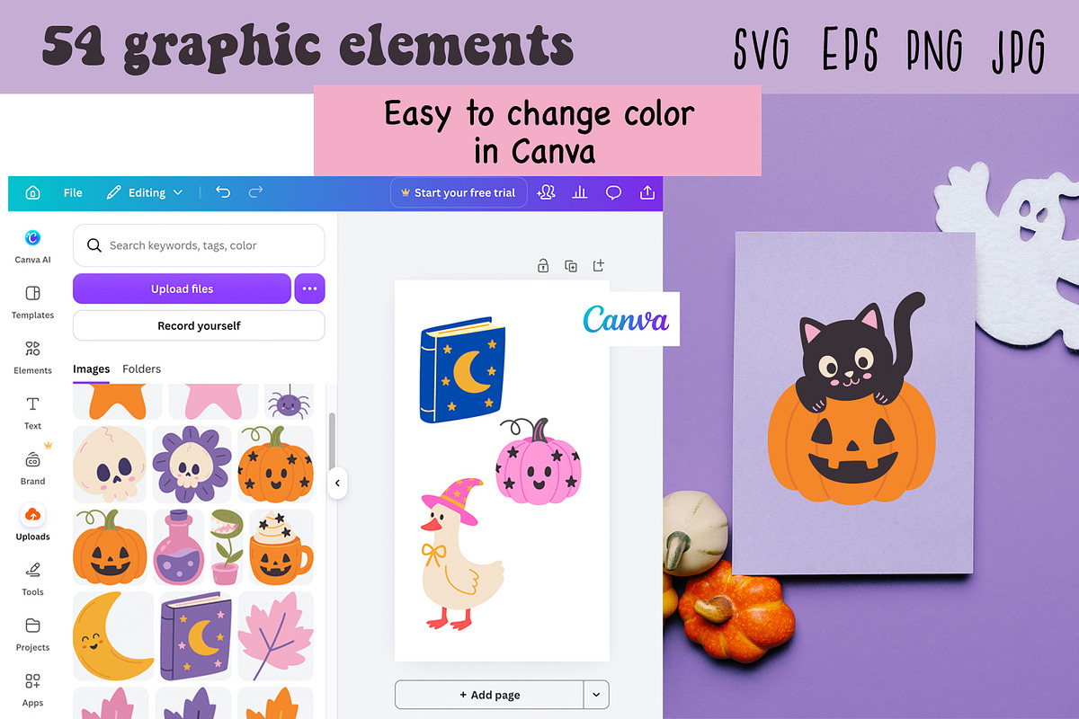 Cute Halloween Vector Clipart Pack, a Seasonal Illustration by NataKa (Photo 3 of 4)