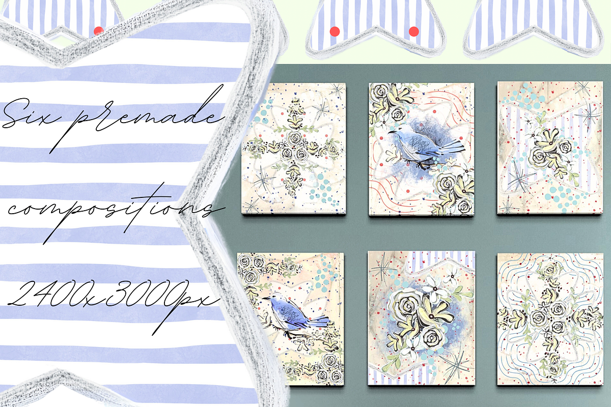 Floral winter bird illust.(handpaint, a Seasonal Illustration by Grandma's Lore (Photo 6 of 12)