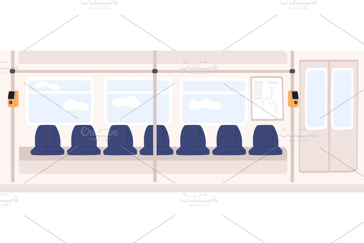 Interior of subway train. Bus or, a Transportation Illustration by Vectorbuum