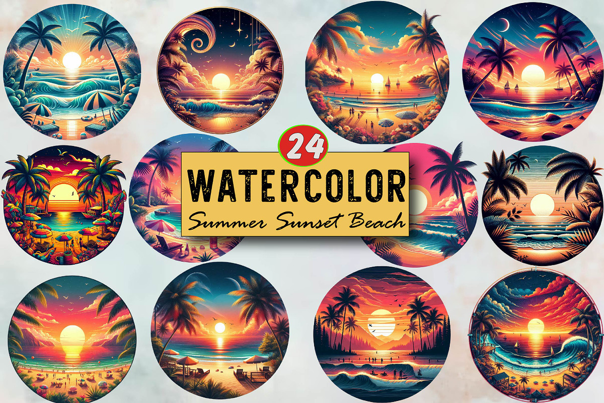 Summer Sunset Beach Sublimation Clip, an Illustration by SVGArt