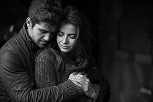 Romantic embrace of couple in emotional moment of connection, a Photo by AS photostudio