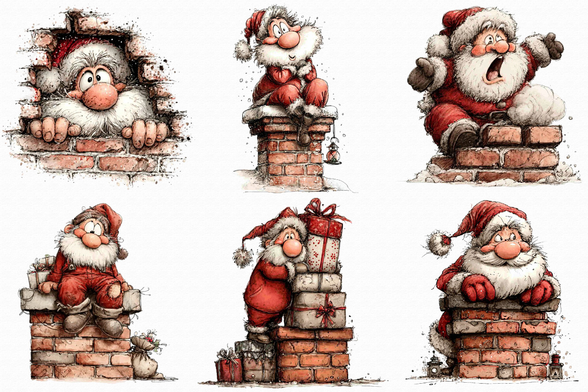 Funny Santa Chimney ClipArt's PNG, an Illustration by Libby Wishes (Photo 7 of 7)