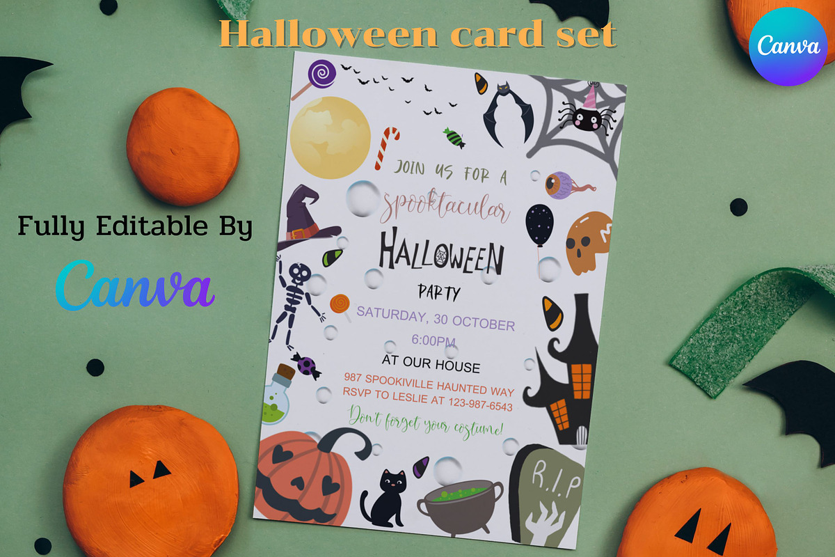 Editable Halloween Card Set, a Card Template by Adalin Shop (Photo 3 of 9)