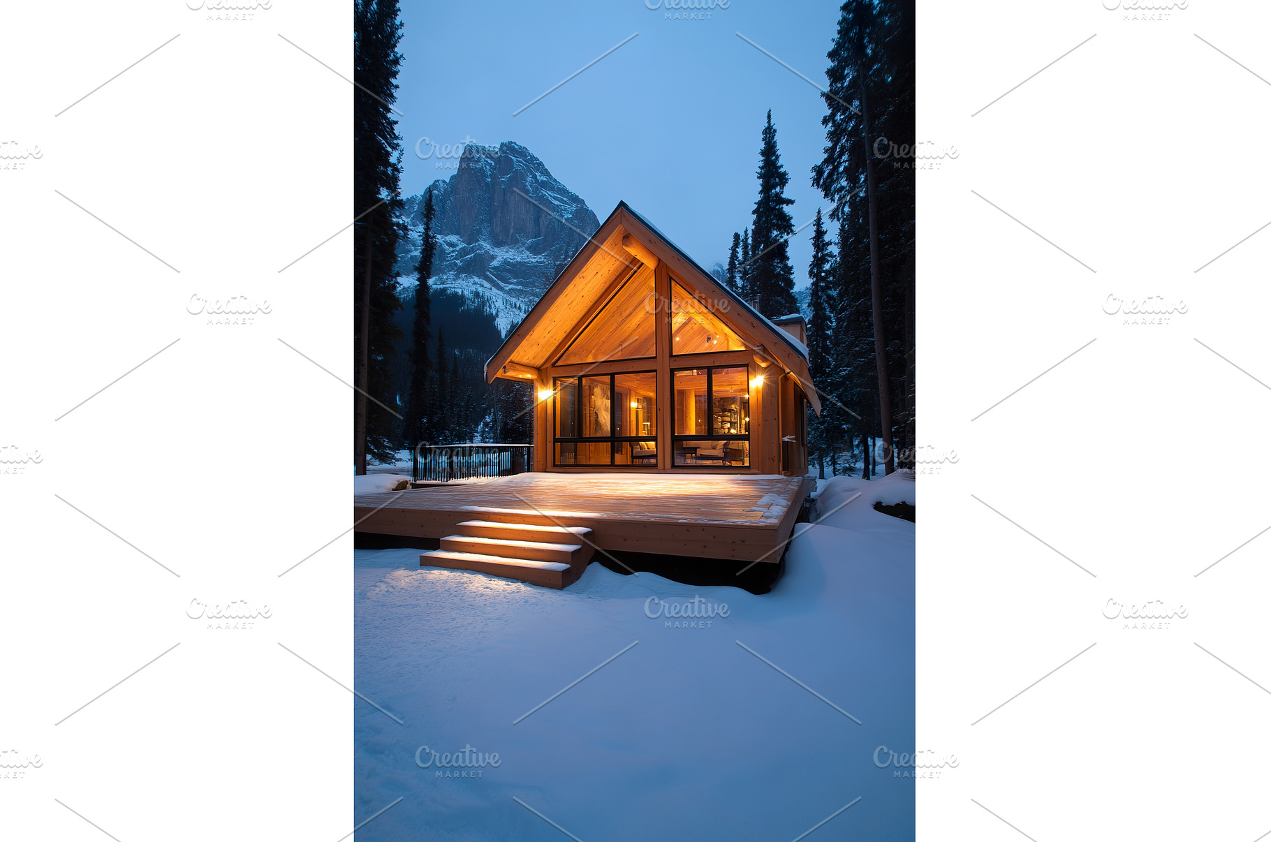 Cozy cabin in snowy mountain, an Architecture Photo by Lermont51