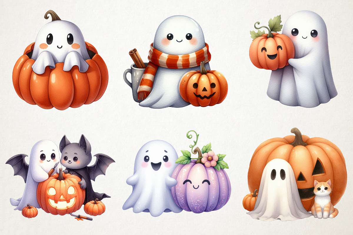 Ghost with Pumpkin Clipart, an Illustration by RobertsArt (Photo 7 of 7)