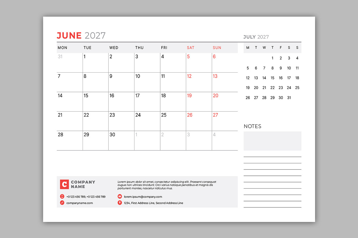 Wall Calendar 2027 (WC046-27-M), a Stationery Template by mikhailmorosin (Photo 5 of 7)