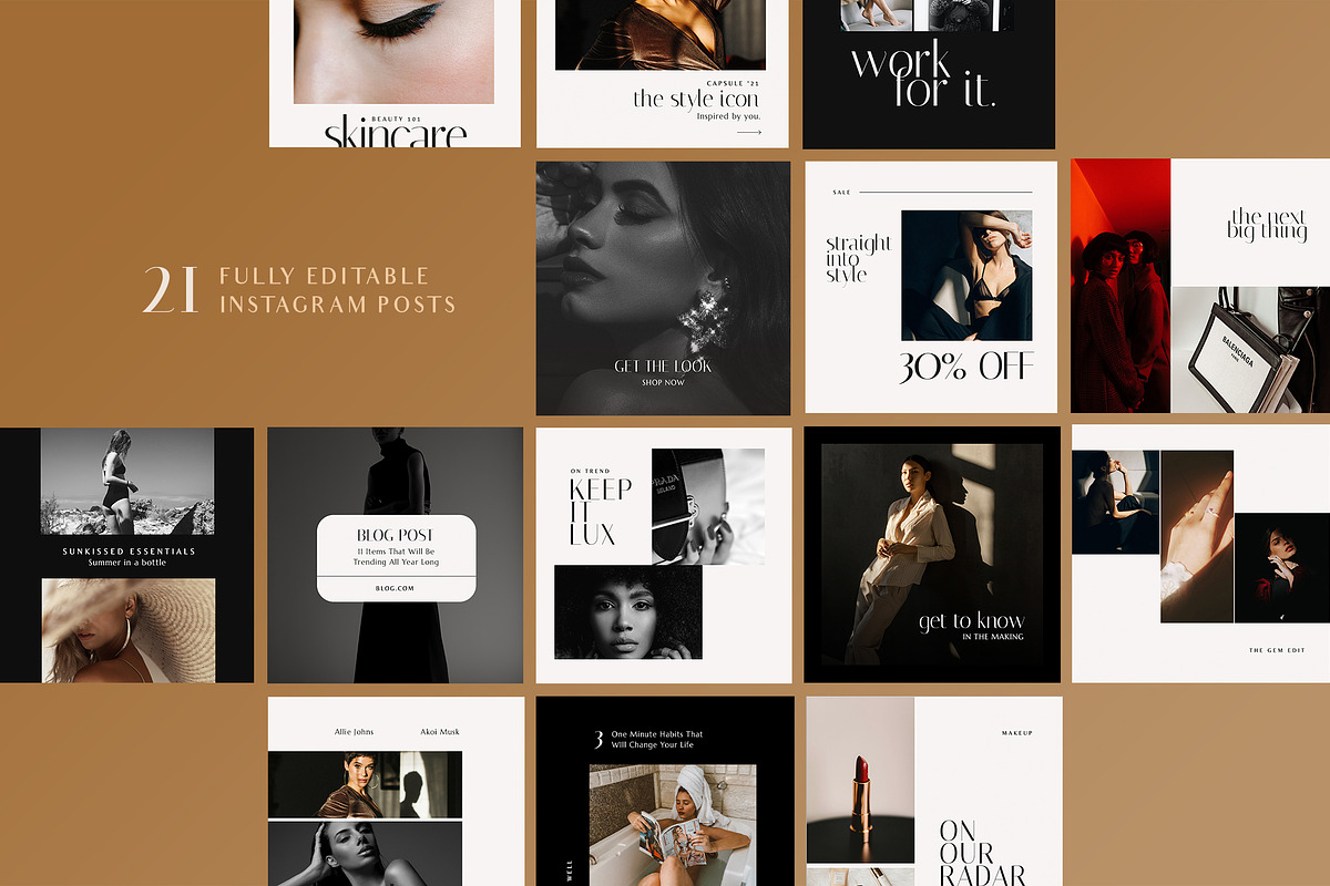 LUXE Instagram Template CANVA & PS, a Social Media Template by Signture Muse Design (Photo 2 of 7)