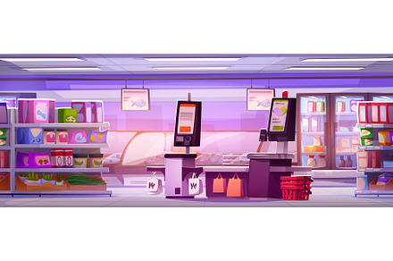 Supermarket self service for, a Technology Illustration by art PVP - market