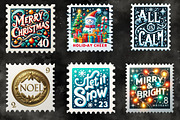 Christmas Greetings Stamp Collection, an Illustration by RobertsArt (Thumbnail 3 of 5)