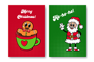 Groovy Christmas Cards Set, a Design Template by Barsuk's Shop