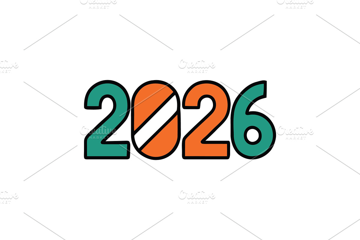 2026 Number Typography Vector Set, a Work Illustration by Vectorium Studio (Photo 2 of 20)