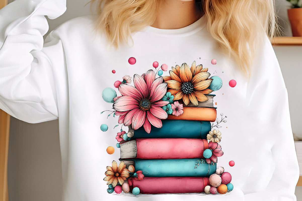 Spring Book Stack Sunflowers Clipart, an Illustration by designcity5 (Photo 4 of 5)
