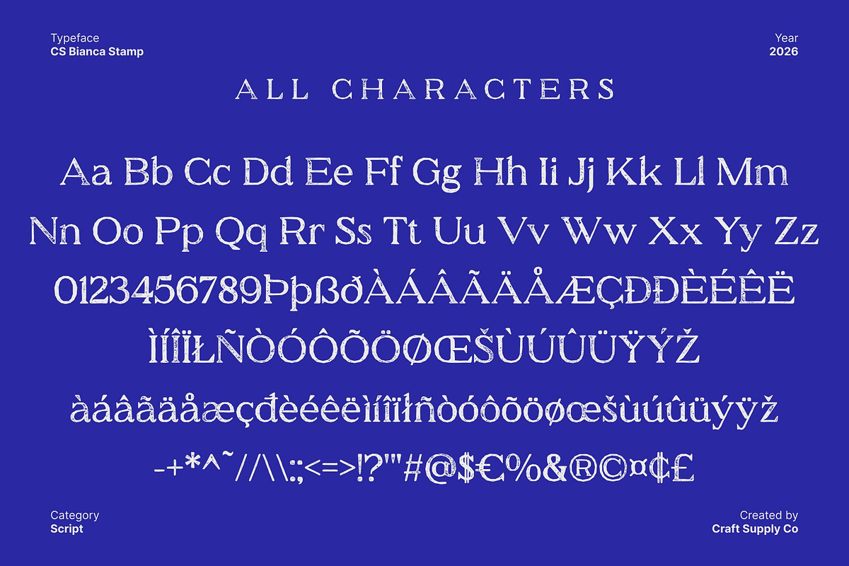 CS Bianca Stamp, a Serif Font by Craft Supply Co. (Photo 8 of 8)