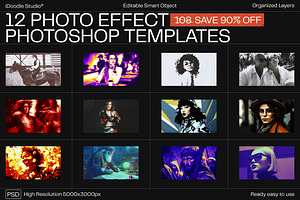 12 Photo Effect Templates, a Layer Style Add-On by iDoodle Studio