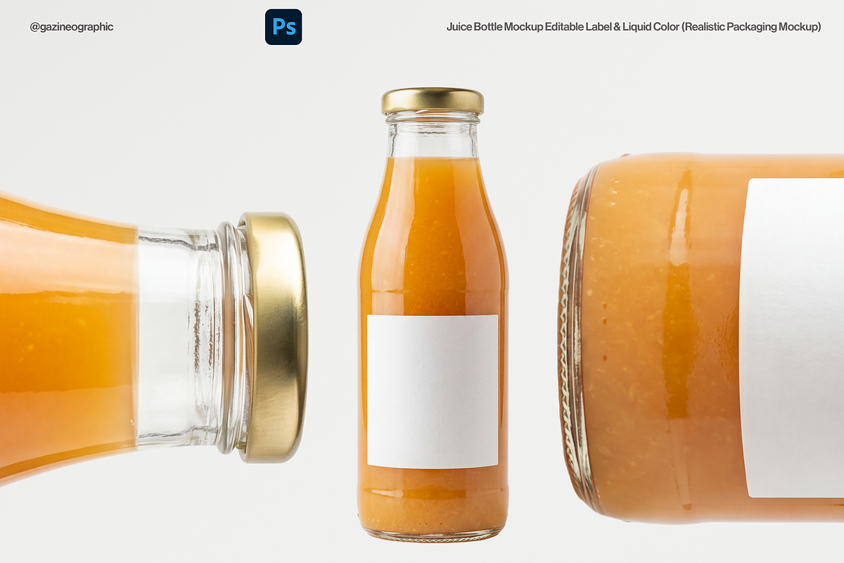Juice Bottle Mockup Template, a Packaging Mockup by GAZINEOGRAPHIC (Photo 4 of 4)