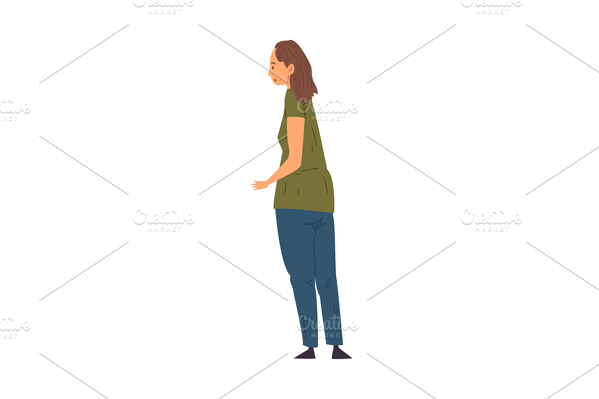 Overweight Woman Standing Back and, a Person Illustration by TopVectors