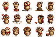 Whimsical Valentine Owl Clipart, an Illustration by OK Design (Thumbnail 5 of 6)