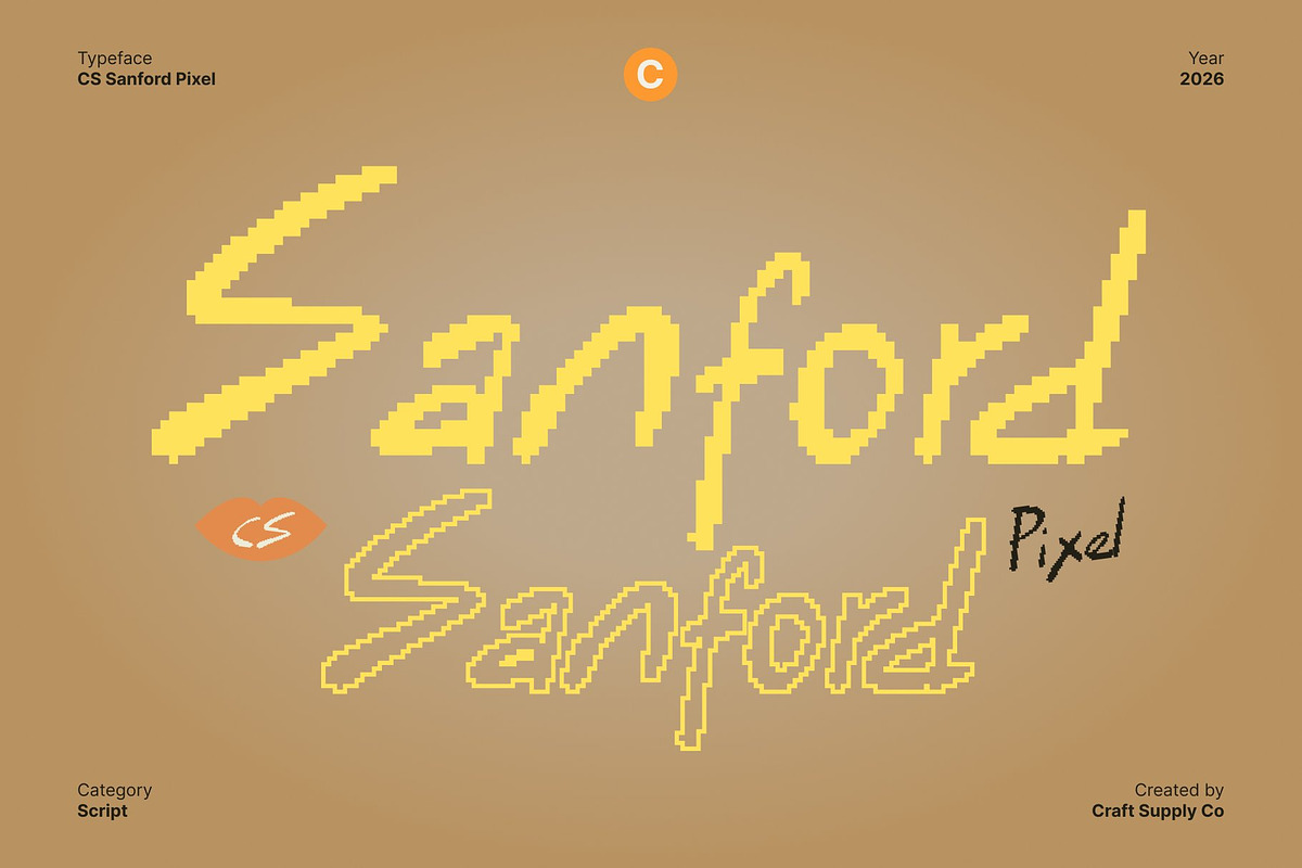 CS Sanford Pixel, a Handwritten Font by Craft Supply Co. (Photo 1 of 8)