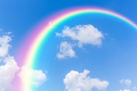 Blue sky with rainbow containing air, background, and beam, a Nature Photo by Pushish Images