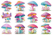 Whimsical Spring Mushroom Clipart, an Illustration by Dream Creation (Thumbnail 4 of 7)