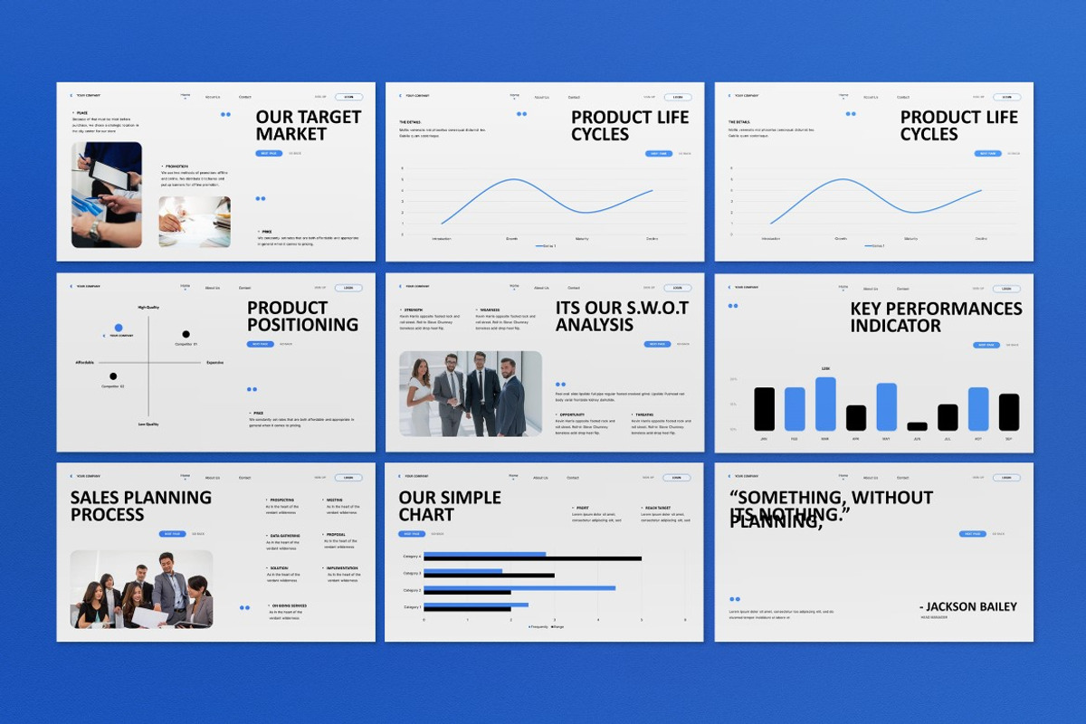 White Blue Sales Strategy Plan PPT, a Presentation Template by graphicook (Photo 6 of 8)