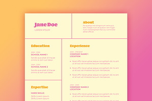 Resume with Pink and Orange Accents, a Resume Template by wavebreak