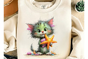 Whimsical Summer Cats Clipart Bundle, an Illustration by Dream Creation (Thumbnail 7 of 8)